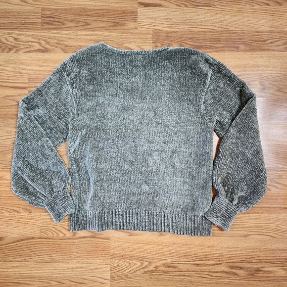 Tommy Bahama Green V-Neck Puff Sleeve Chenille  Sweater | Size XS - Picture 2 of 9